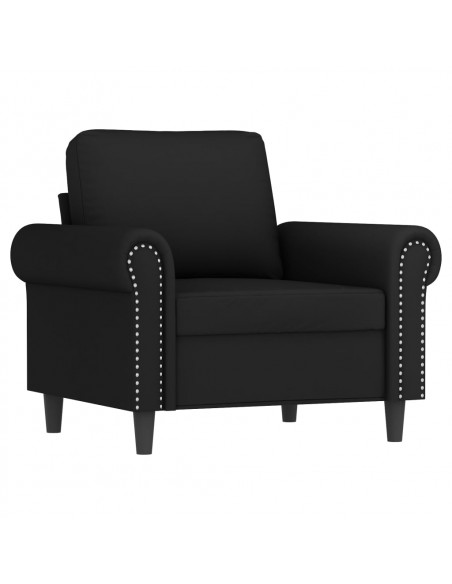 Set di Divani 3 pz con Cuscini Nero in Velluto