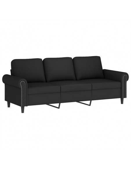 Set di Divani 3 pz con Cuscini Nero in Velluto