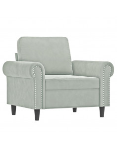 Set di Divani 3 pz con Cuscini Grigio Chiaro in Velluto 2