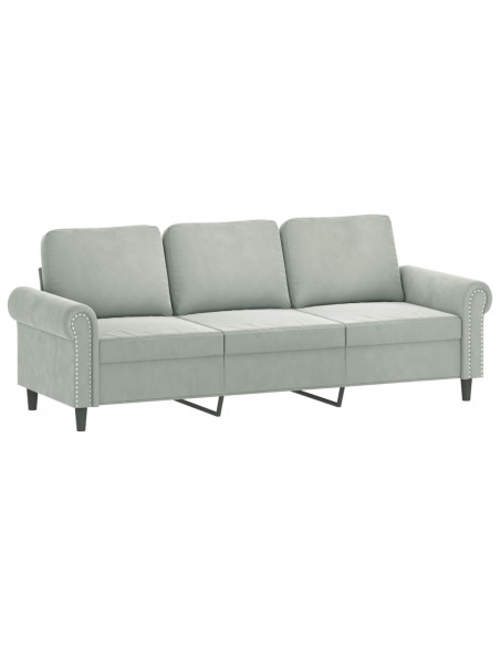 Set di Divani 3 pz con Cuscini Grigio Chiaro in Velluto