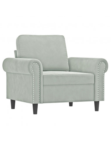 Set di Divani 3 pz con Cuscini Grigio Chiaro in Velluto