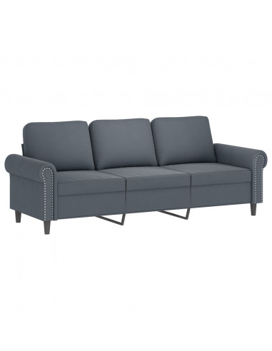Set di Divani 3 pz con Cuscini Grigio Scuro in Velluto