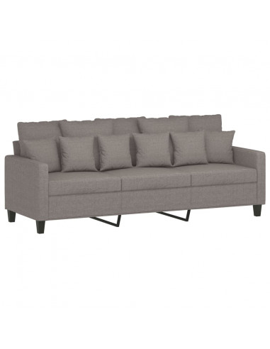Divano a 3 Posti con Poggiapiedi Tortora 180 cm in Tessuto