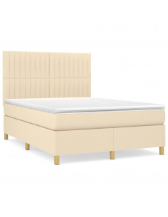 Giroletto a Molle con Materasso Crema 140x200 cm in Tessuto