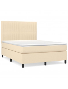 Giroletto a Molle con Materasso Crema 140x200 cm in Tessuto