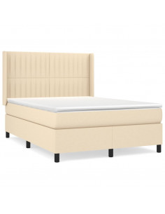 Giroletto a Molle con Materasso Crema 140x200 cm in Tessuto