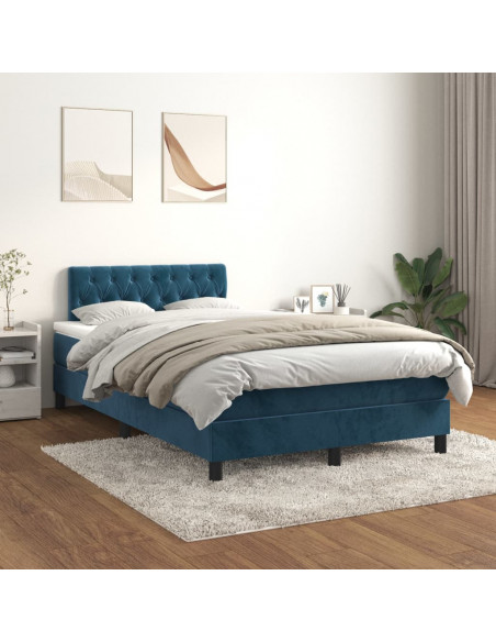 Giroletto a Molle con Materasso Blu Scuro 120x190 cm in Velluto