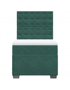 Giroletto a Molle con Materasso Verde Scuro 90x190 cm Velluto
