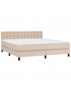 Giroletto Molle Materasso e LED Cappuccino 180x200cm Similpelle 2