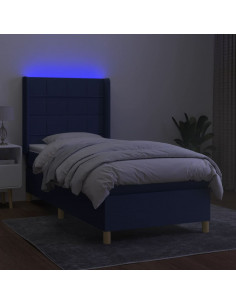Letto a Molle con Materasso e LED Blu 80x200 cm in Tessuto 2