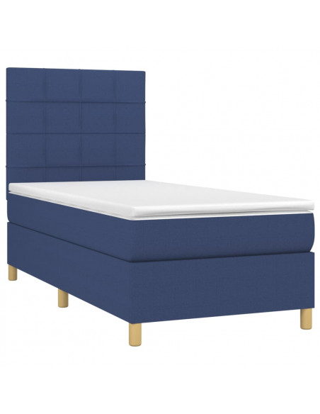 Letto a Molle con Materasso e LED Blu 80x200 cm in Tessuto