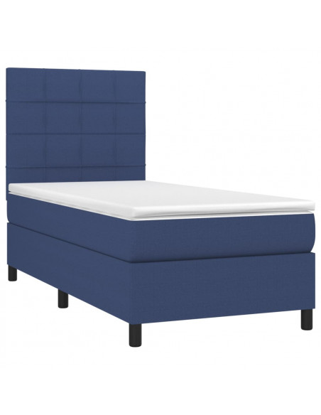 Letto a Molle con Materasso e LED Blu 80x200 cm in Tessuto