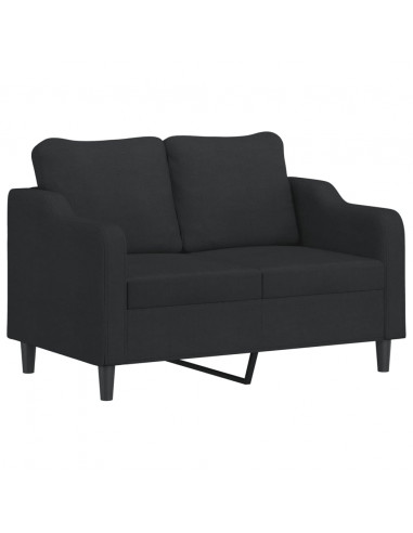 Set di Divani 3 pz con Cuscini Nero in Tessuto