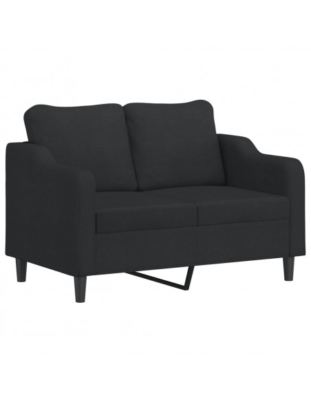 Set di Divani 3 pz con Cuscini Nero in Tessuto