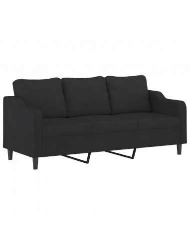 Set di Divani 3 pz con Cuscini Nero in Tessuto