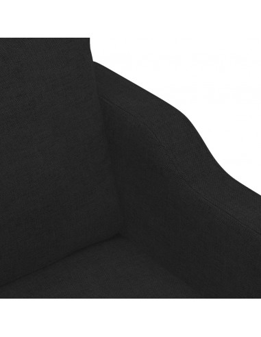 Set di Divani 3 pz con Cuscini Nero in Tessuto