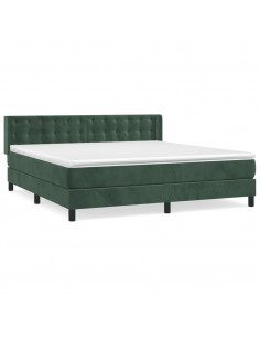 Giroletto a Molle con Materasso Verde Scuro 180x200 cm Velluto