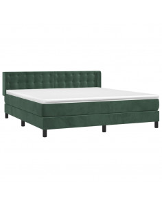 Giroletto a Molle con Materasso Verde Scuro 180x200 cm Velluto 2