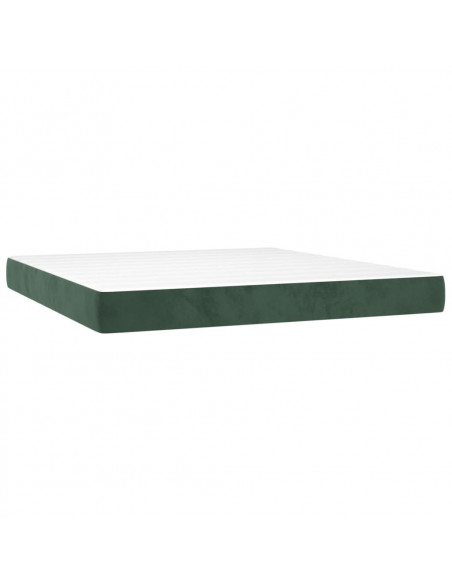 Giroletto a Molle con Materasso Verde Scuro 180x200 cm Velluto