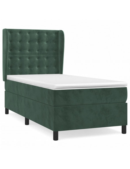 Giroletto a Molle con Materasso Verde Scuro 90x200 cm Velluto