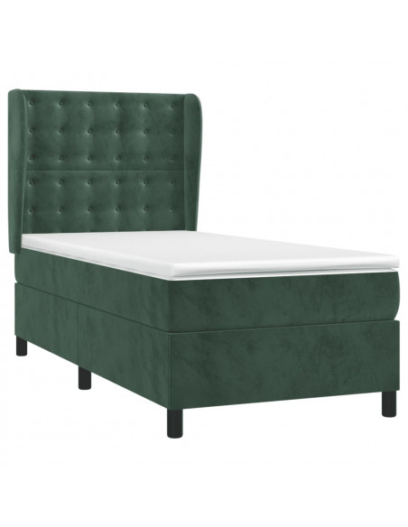 Giroletto a Molle con Materasso Verde Scuro 90x200 cm Velluto