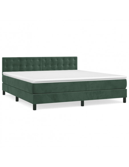 Giroletto a Molle con Materasso Verde Scuro 180x200 cm Velluto