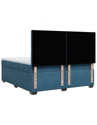 Giroletto a Molle con Materasso Blu 180x200 cm in Velluto