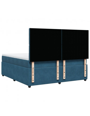 Giroletto a Molle con Materasso Blu 180x200 cm in Velluto