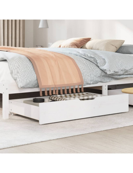 Cassettoni da Letto 2 pz Bianchi 95x55x16cm Legno Massello Pino