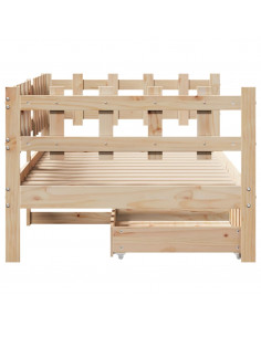 Dormeuse con Cassetti 80x200 cm in Legno Massello di Pino