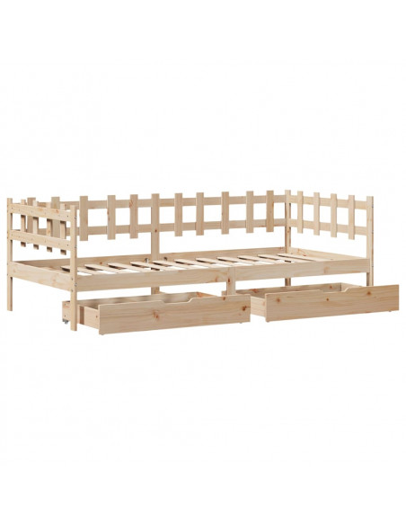 Dormeuse con Cassetti 80x200 cm in Legno Massello di Pino