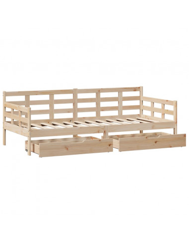 Dormeuse con Cassetti 80x200 cm in Legno Massello di Pino