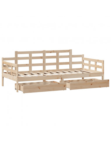 Dormeuse con Cassetti 80x200 cm in Legno Massello di Pino