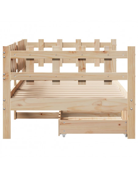 Dormeuse con Cassetti 90x200 cm Legno Massello Pino