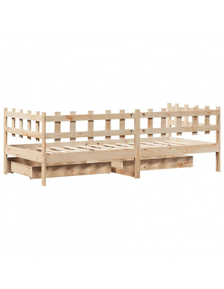 Dormeuse con Cassetti 90x200 cm Legno Massello Pino