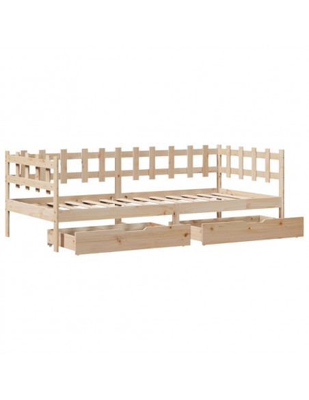 Dormeuse con Cassetti 90x200 cm Legno Massello Pino