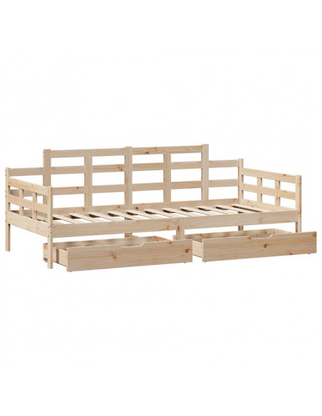 Dormeuse con Cassetti 90x200 cm Legno Massello Pino