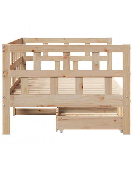 Dormeuse con Cassetti 90x200 cm Legno Massello Pino