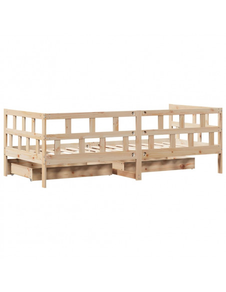 Dormeuse con Cassetti 90x200 cm Legno Massello Pino