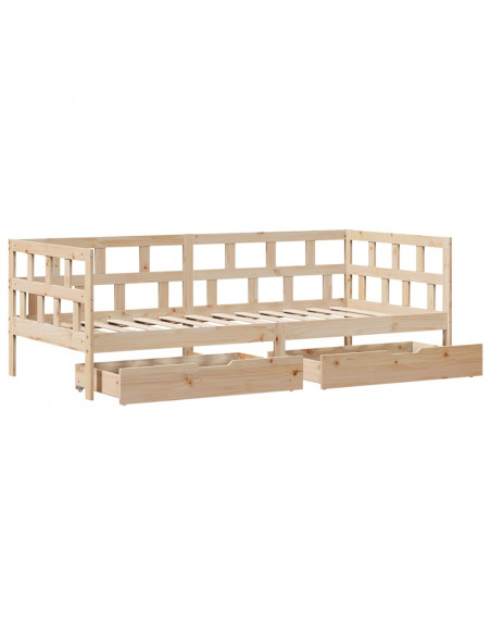 Dormeuse con Cassetti 90x200 cm Legno Massello Pino