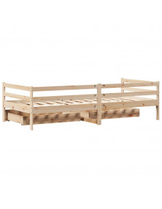 Dormeuse con Cassetti 90x200 cm Legno Massello Pino 2