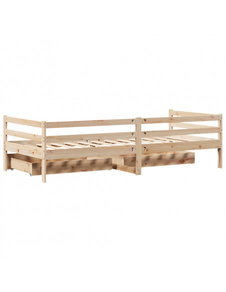 Dormeuse con Cassetti 90x200 cm Legno Massello Pino