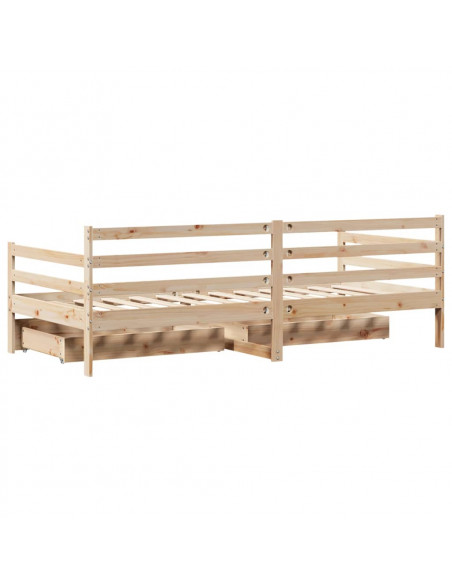 Dormeuse con Cassetti 90x200 cm Legno Massello Pino