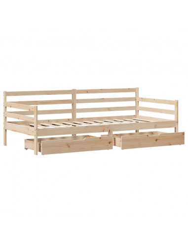 Dormeuse con Cassetti 90x200 cm Legno Massello Pino