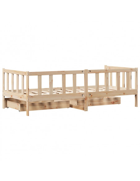 Dormeuse con Cassetti 90x200 cm Legno Massello Pino