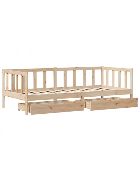 Dormeuse con Cassetti 90x200 cm Legno Massello Pino