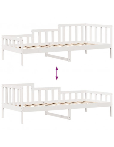 Dormeuse con Cassetti Bianca 80x200 cm Legno Massello di Pino