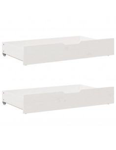 Dormeuse con Cassetti Bianca 80x200 cm Legno Massello di Pino 2