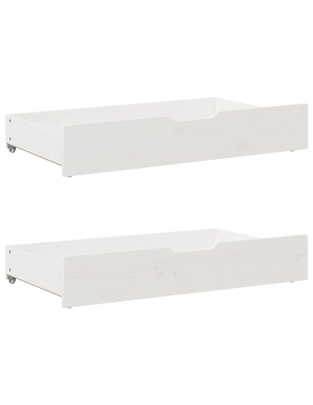 Dormeuse con Cassetti Bianca 80x200 cm Legno Massello di Pino
