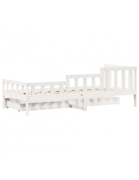 Dormeuse con Cassetti Bianco 90x200 cm Legno Massello di Pino